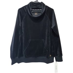 Calvin Klein Womens Velour Cowl Neck Deep Pocket Sweatshirt Loungewear